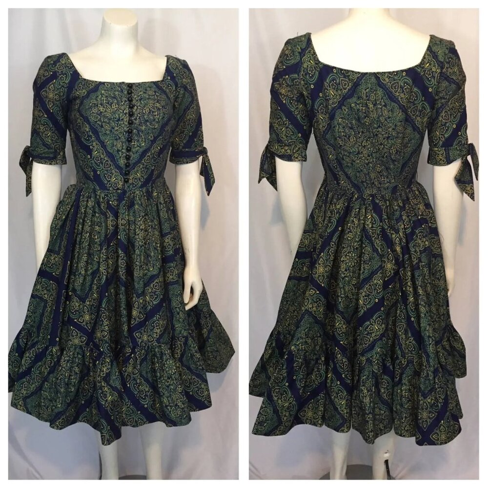 Vintage rockabilly 1950s 1960s dress blue green